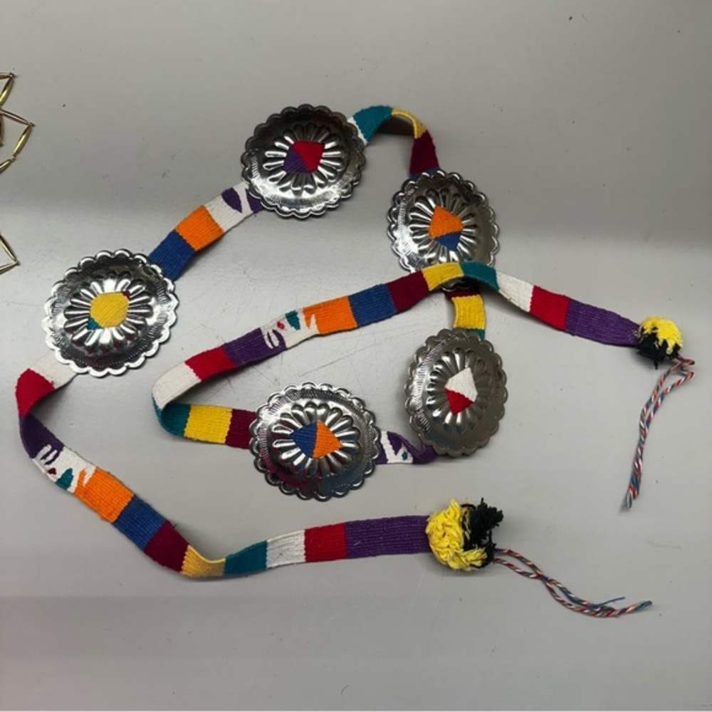 Vintage 80’s multicolor Concho belt vintage western concho belt